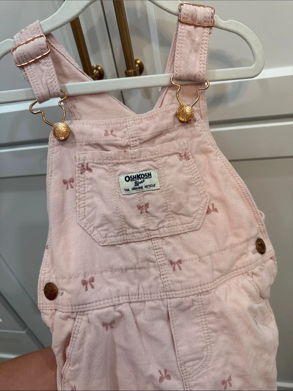 OshKosh B'gosh Light Pink Bow Print Overalls